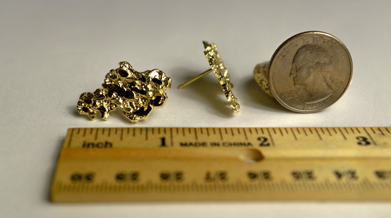Real 14k Yellow Gold Nugget Earrings