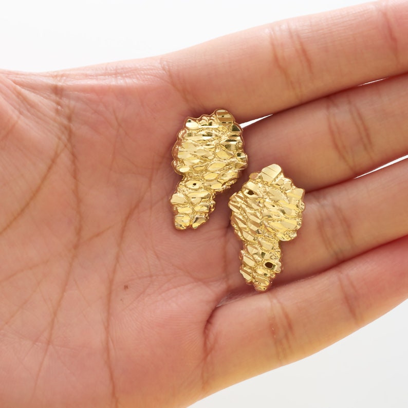 Real 10k Yellow Gold Nugget Earrings
