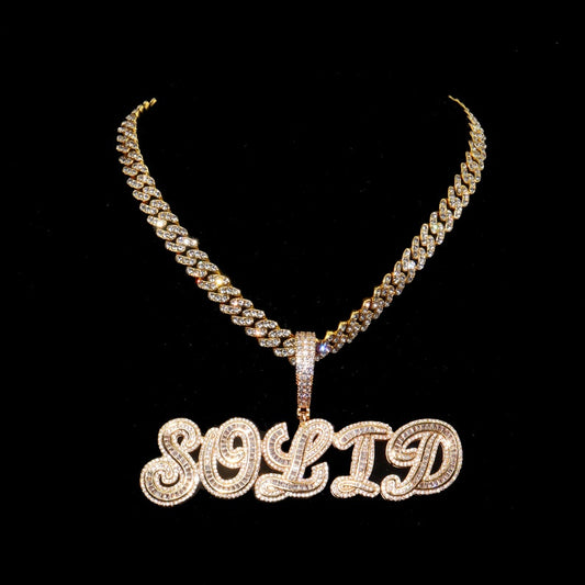 Custom Name Plate With Free Cuban Link Chain