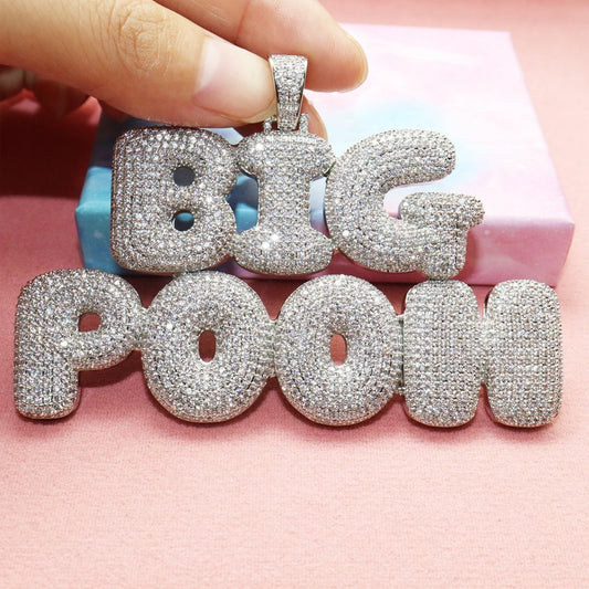 Custom Bubble Letter Name Plate W/ Rope Chain